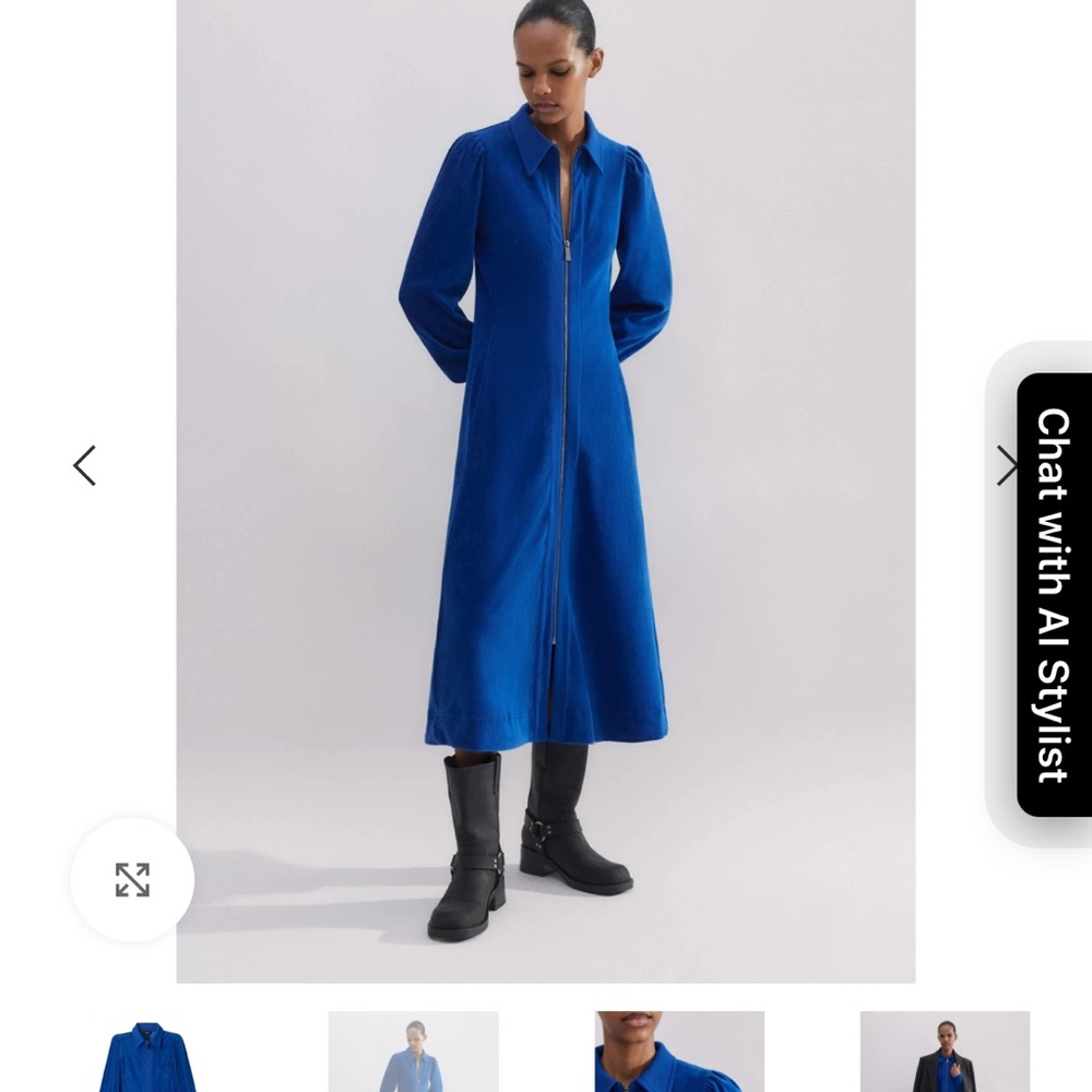 ME+EM Royal Blue Cord Velour Midi Dress
